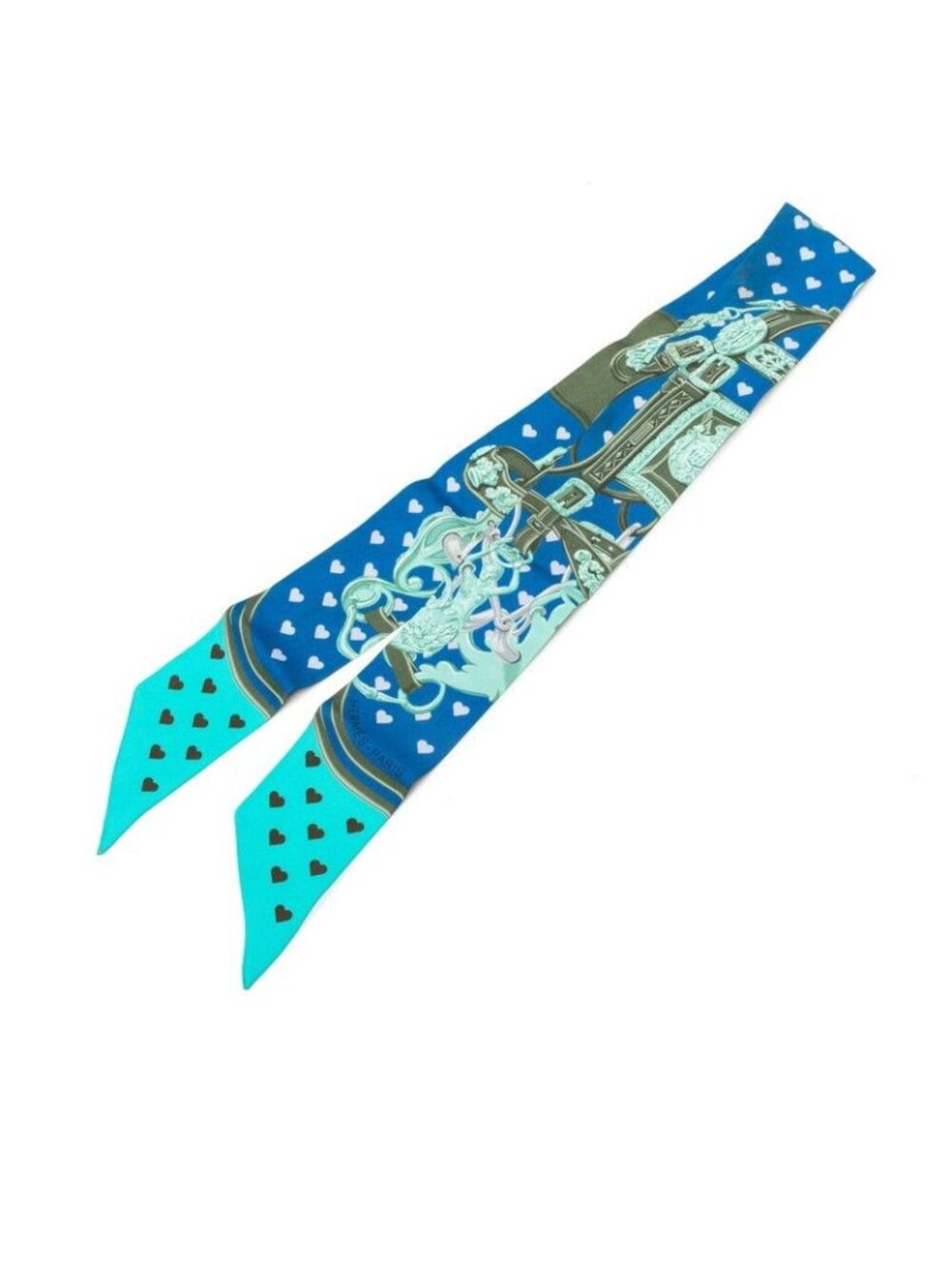 Hermes Twilly Brides de Gala Love Scarf Blue Silk